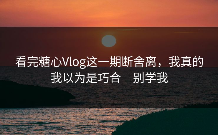 看完糖心Vlog这一期断舍离，我真的我以为是巧合｜别学我